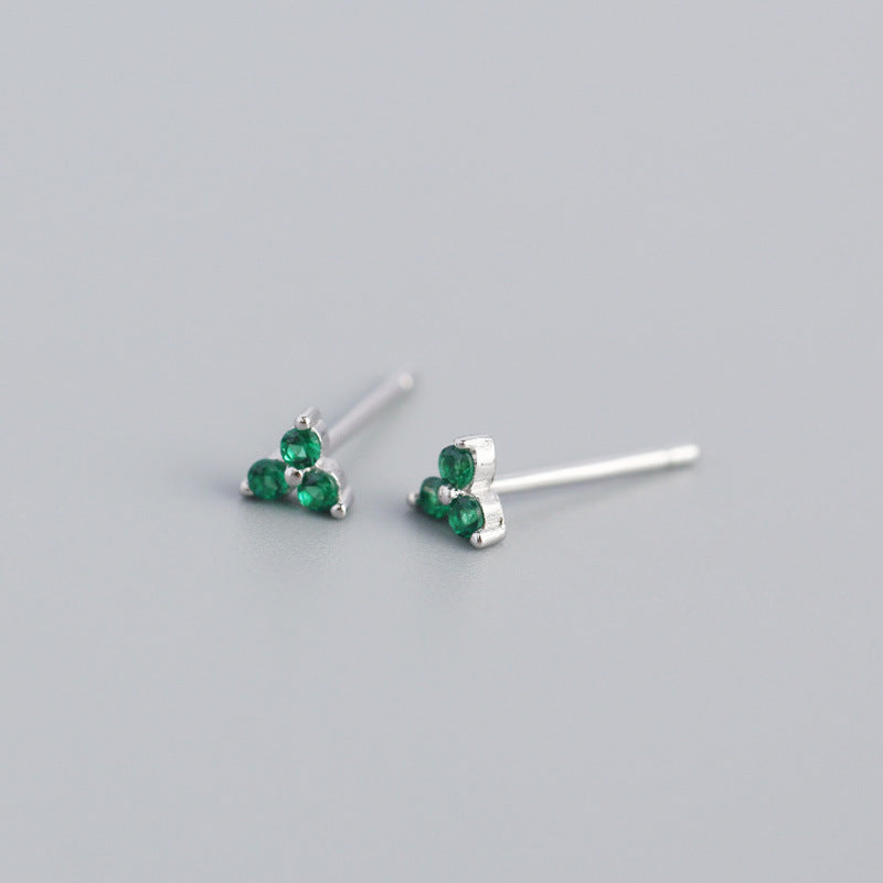 Wholesale Personalized Light Luxury Versatile Stacking Geometric Clover Diamond S925 Sterling Silver Earrings